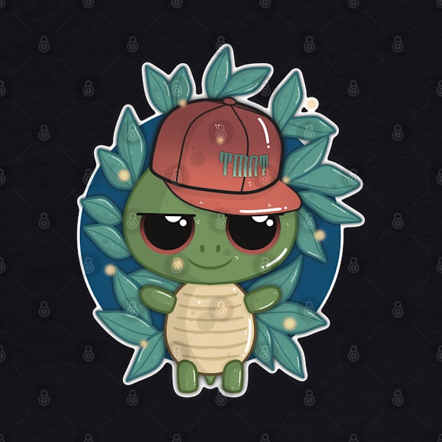 Little Cute Turtle with a SnapBack Hat by LittleBearBlue